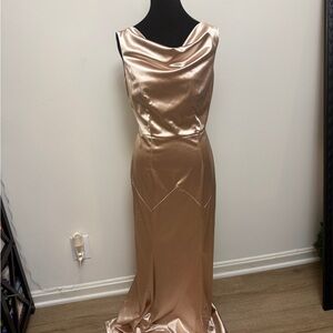 Cowl-Neck Maxi Dress in Champagne Satin
